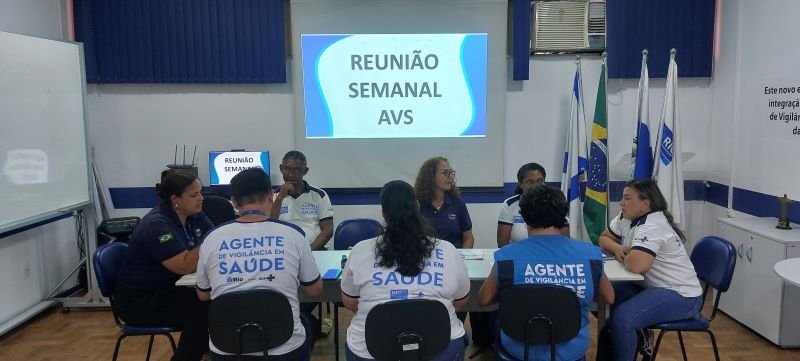 Reunião de equipe dos AVSs, planejamento de ações no território, realizando e execução das ações de vigilância por meio de coleta e pesquisa.