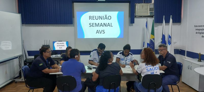 Reunião de equipe dos AVSs, planejamento de ações no território, realizando e execução das ações de vigilância por meio de coleta e pesquisa.