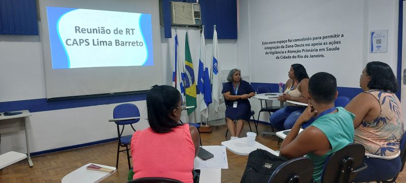 Reunião de Equipe de RT do CAPS Lima Barreto, acompanhamento do desenvolvimento do trabalho clínico e territorial promovendo a saúde mental.