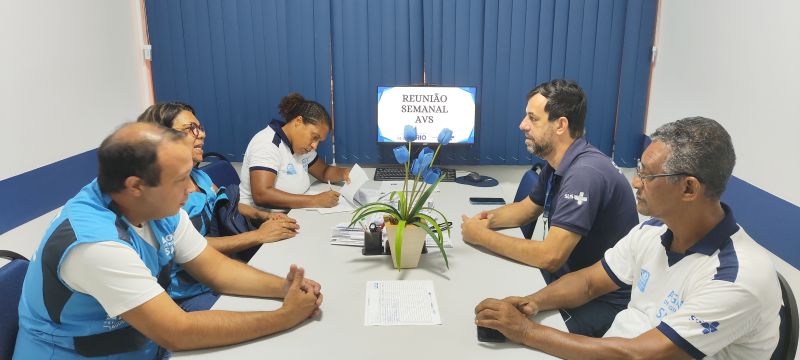 Reunião de equipe dos AVSs, planejamento de ações no território, realizando e execução das ações de vigilância por meio de coleta e pesquisa.