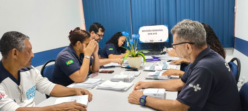 Reunião de equipe dos AVSs, planejamento de ações no território, realizando e execução das ações de vigilância por meio de coleta e pesquisa.