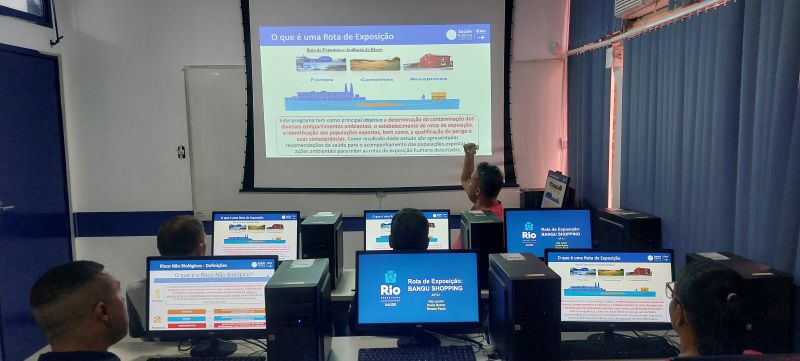 Encontro com Agentes de Vigilância e equipe de Risco Não Biológico, com objetivo de discutir formulários de rota de exposição Bangu Shopping.
