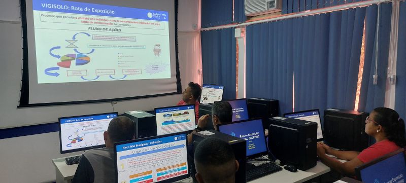 Encontro com Agentes de Vigilância e equipe de Risco Não Biológico, com objetivo de discutir formulários de rota de exposição Bangu Shopping.