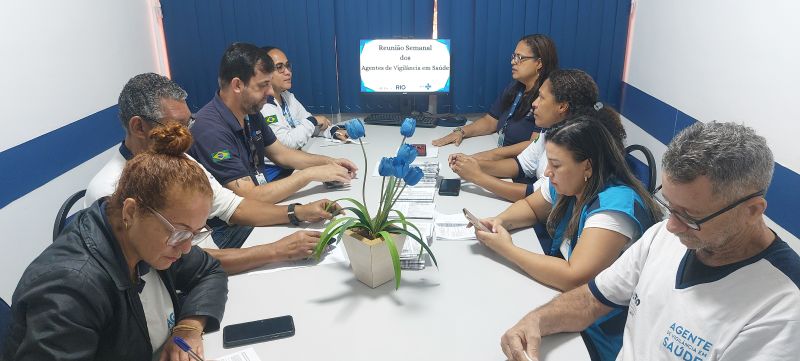 Reunião de equipe dos AVSs, planejamento de ações no território, realizando e execução das ações de vigilância por meio de coleta e pesquisa.