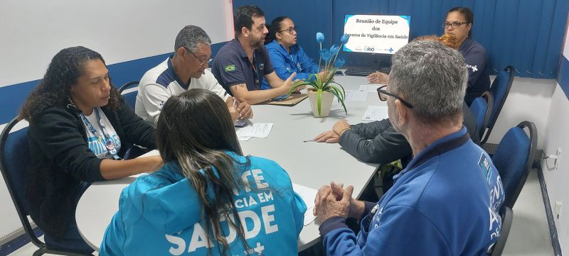 Reunião de equipe dos AVSs, planejamento de ações no território, realizando e execução das ações de vigilância por meio de coleta e pesquisa.