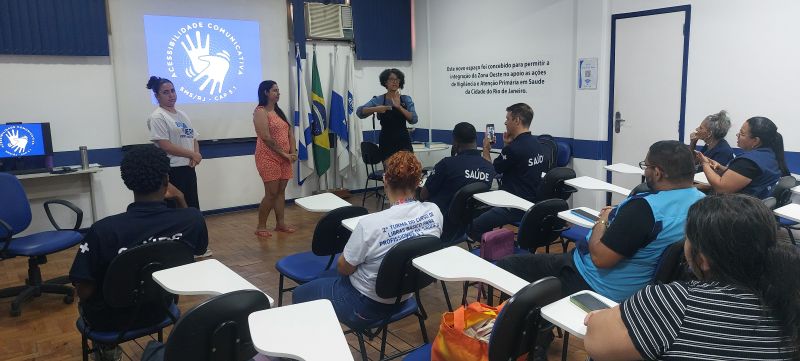 Curso Básico II de Libras - 2ª Aula,, público alvo profissionais da APS, o objetivo é a promoção do ensino da Língua Brasileira de Sinais.