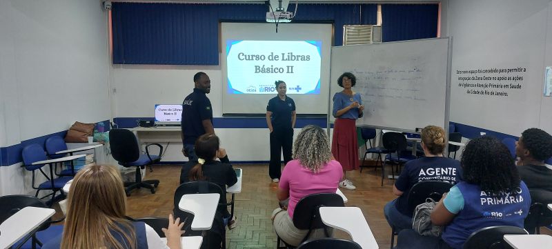 Curso Básico II de Libras - 6ª Aula,, público alvo profissionais da APS, o objetivo é a promoção do ensino da Língua Brasileira de Sinais.