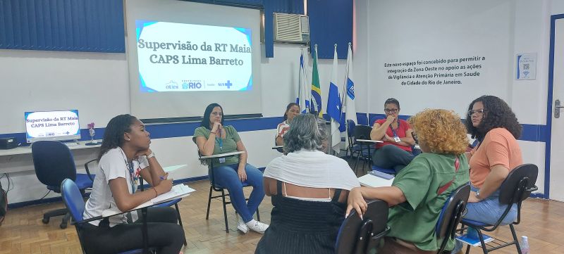 Reunião da Reunião da Equipe SRT Caps Lima Barreto com objetivo de afinar a comunicação e a organização do trabalho nas RTs.